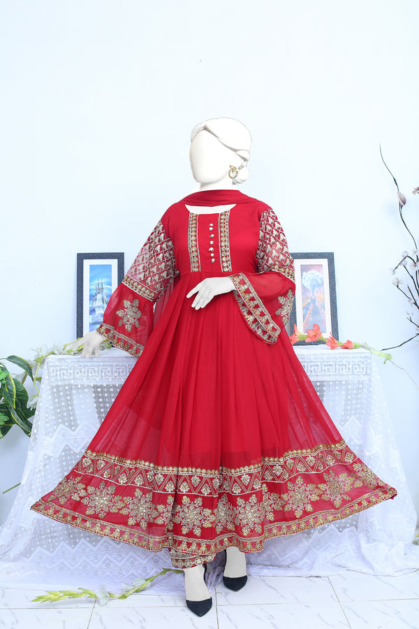 Chiffon fabric; Stitched 3-Piece Suits